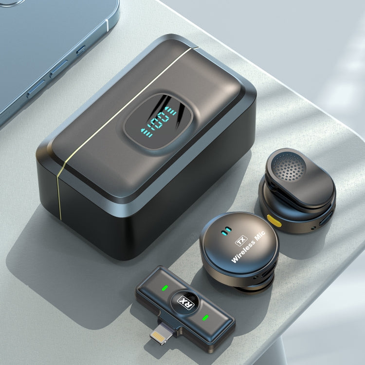 Microfono Lavalier wireless con pulsante, ventosa magnetica e design a clip posteriore, 8 Pin, USB-C / Type-C Microfono Lavalier wireless con pulsante, ventosa magnetica e design a clip posteriore, 8 Pin, USB-C / Type-C